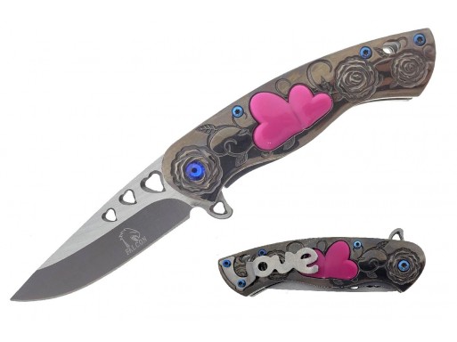 Falcon 7.75"  Flames Spring Assisted Pocket Knife KS3615CH